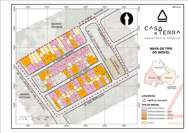 Mapa de tipos de imóveis. Fonte: EMAU Maré, 2020.