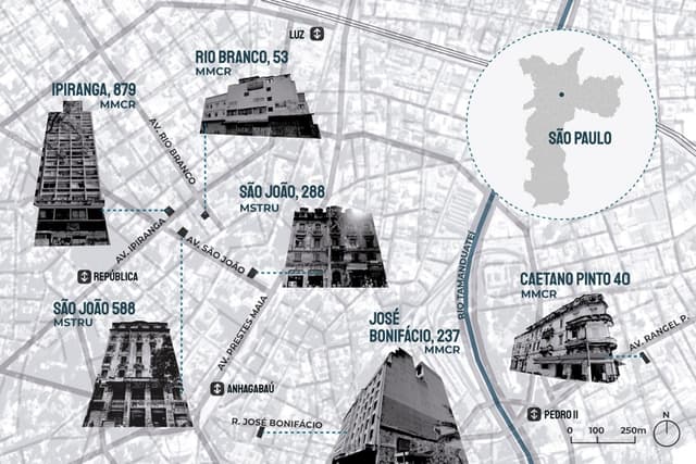 Localização das Ocupações no Centro de São Paulo.