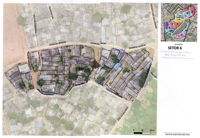 Mapa Levantamento Censitário. Fonte: Relatório Socioeconômico (PEABIRU, 2020)