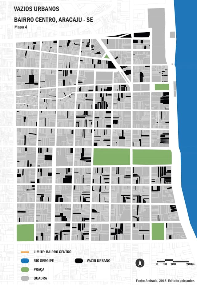 Mapa de Vazios Urbanos no bairro Centro.